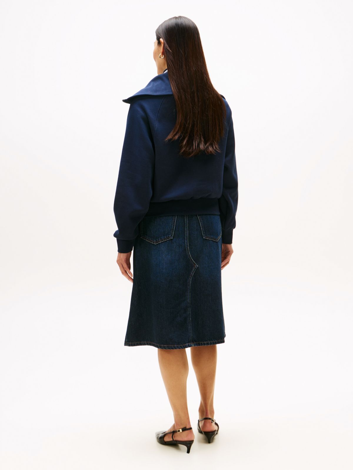 Interlock Knit Fleece Quarter-Zip Jumper — Blue
