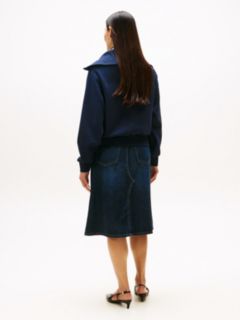 Interlock Knit Fleece Quarter-Zip Jumper — Blue 4