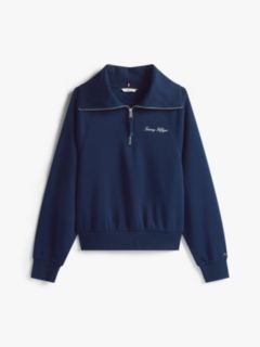 Interlock Knit Fleece Quarter-Zip Jumper — Blue 5