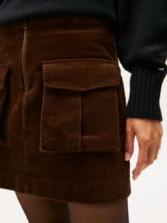 Cargo Pocket Corduroy Mini Skirt — Brown 3
