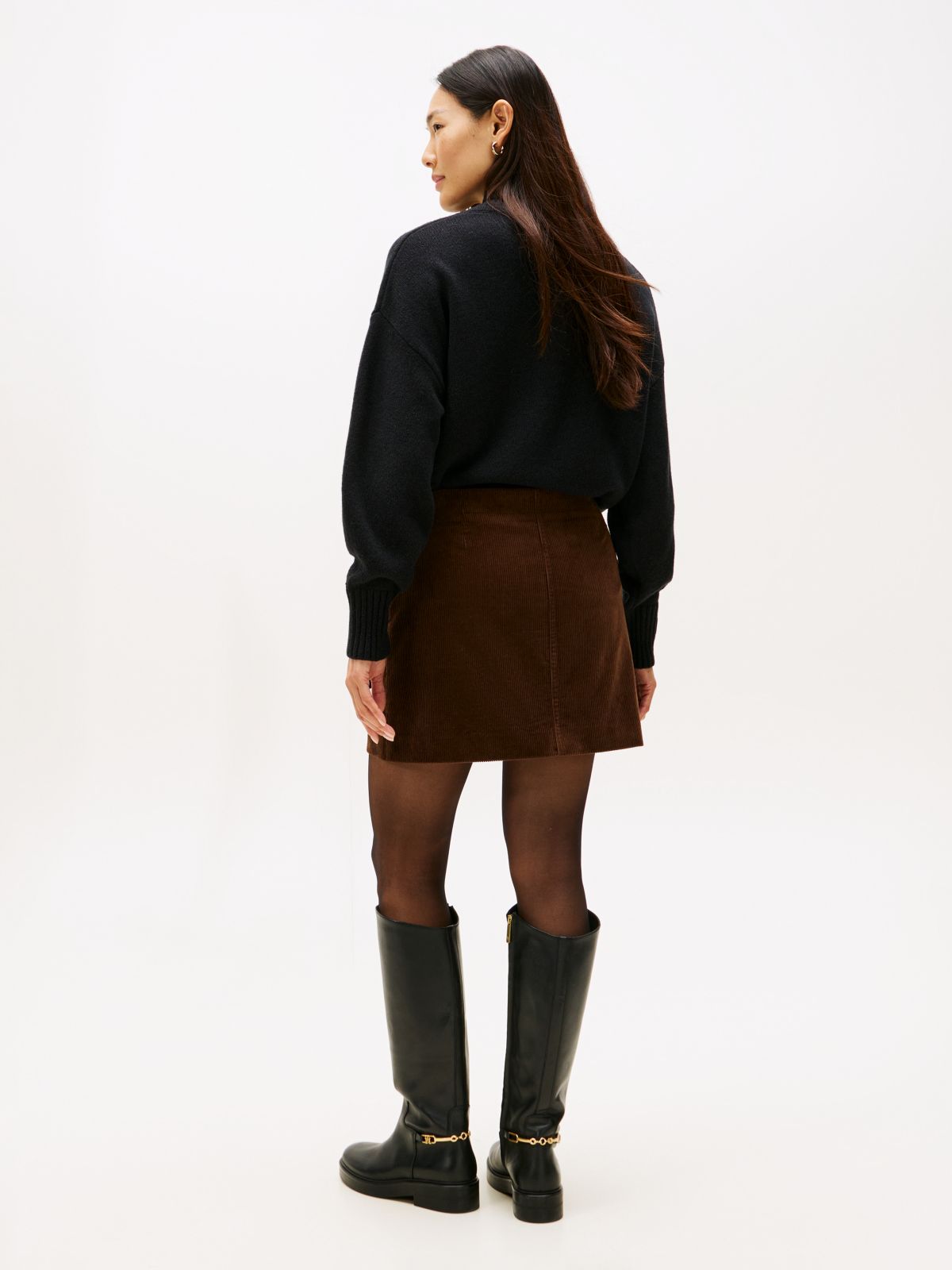 Cargo Pocket Corduroy Mini Skirt — Brown