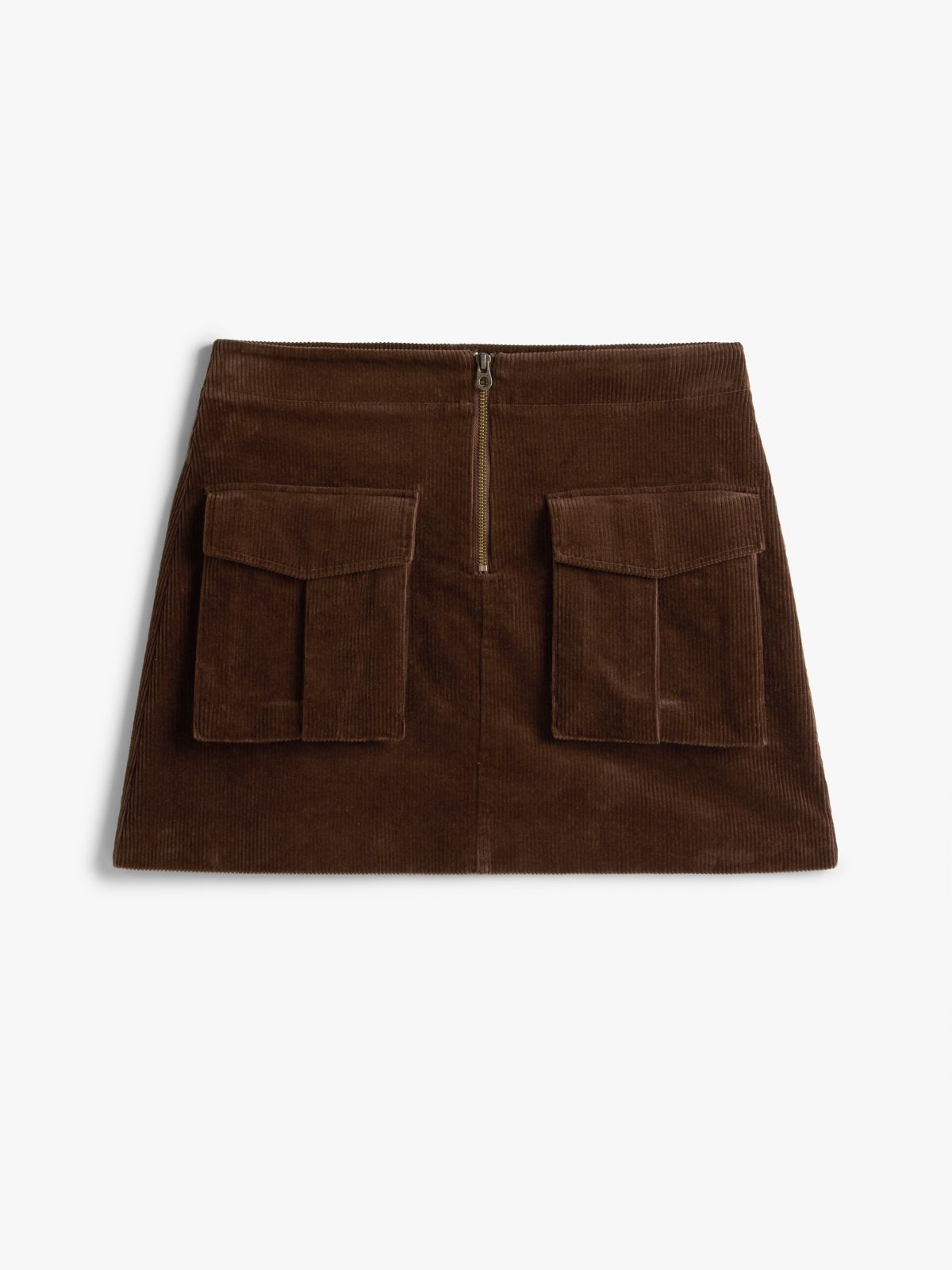 Cargo Pocket Corduroy Mini Skirt — Brown