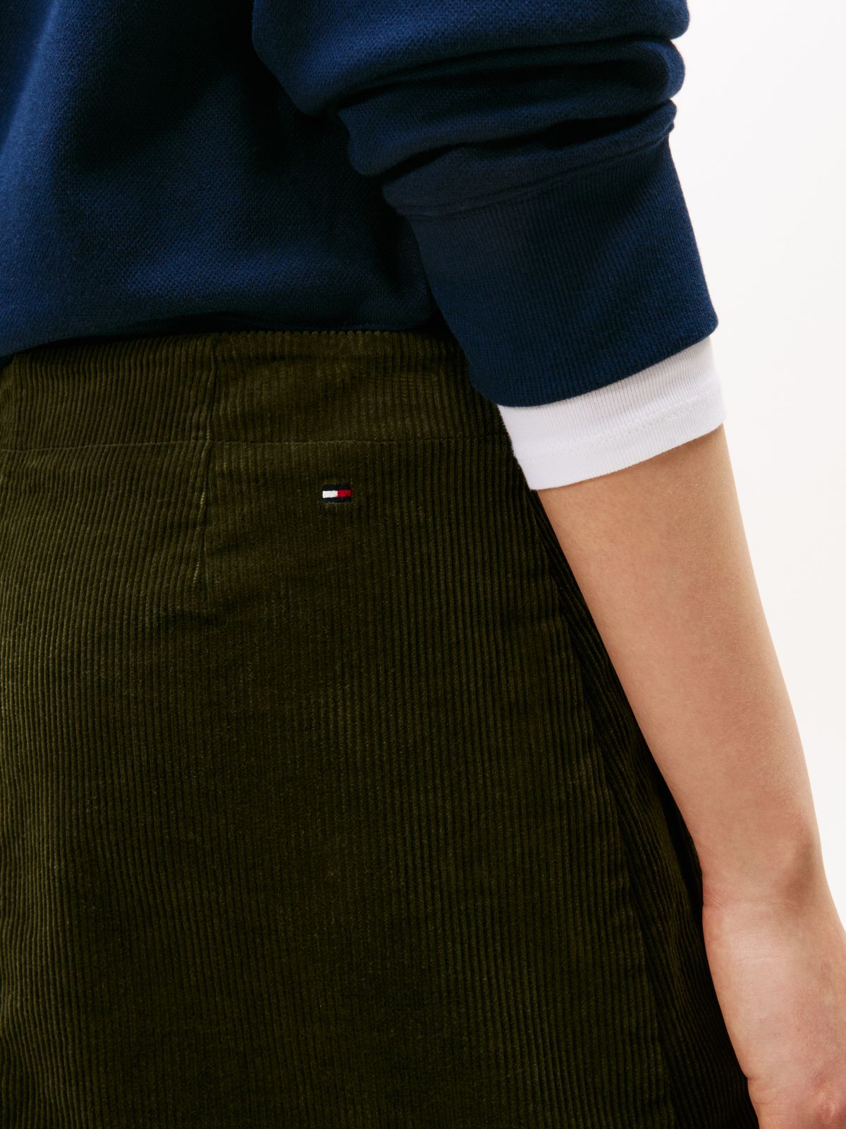 Cargo Pocket Corduroy Mini Skirt — Green