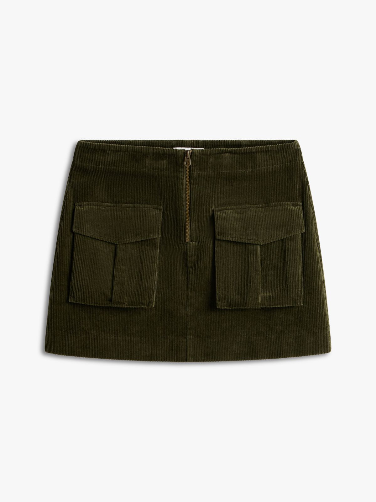 Cargo Pocket Corduroy Mini Skirt — Green
