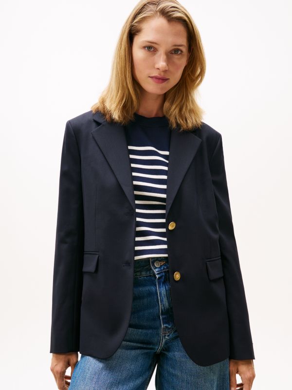 Timeless Regular Fit Wool Blend Blazer — Blue