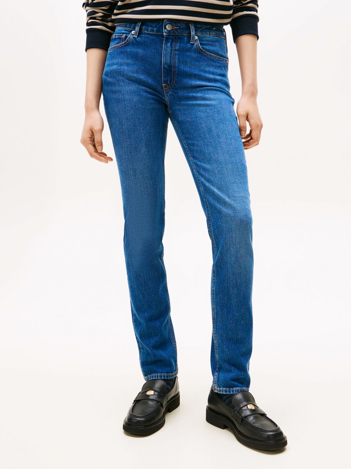 Mid Rise Slim Jeans — Blue
