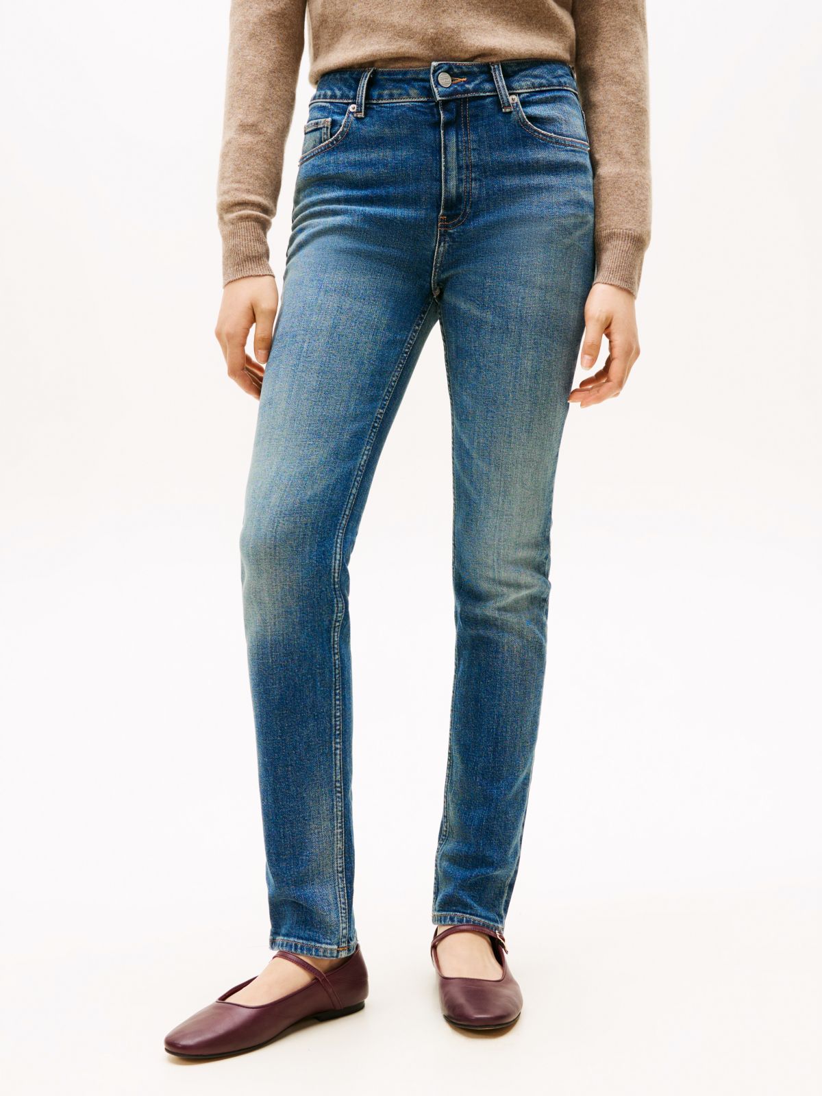 Mid Rise Slim Jeans — Blue