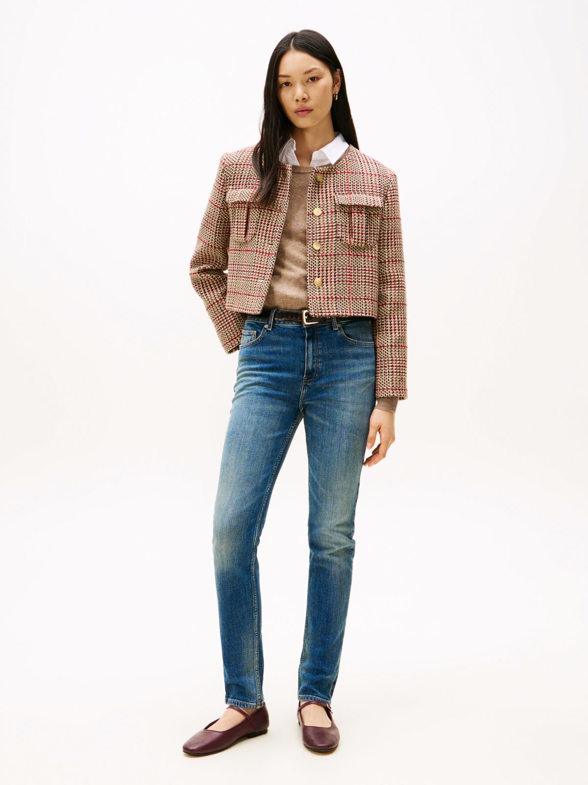 Mid Rise Slim Jeans — Blue