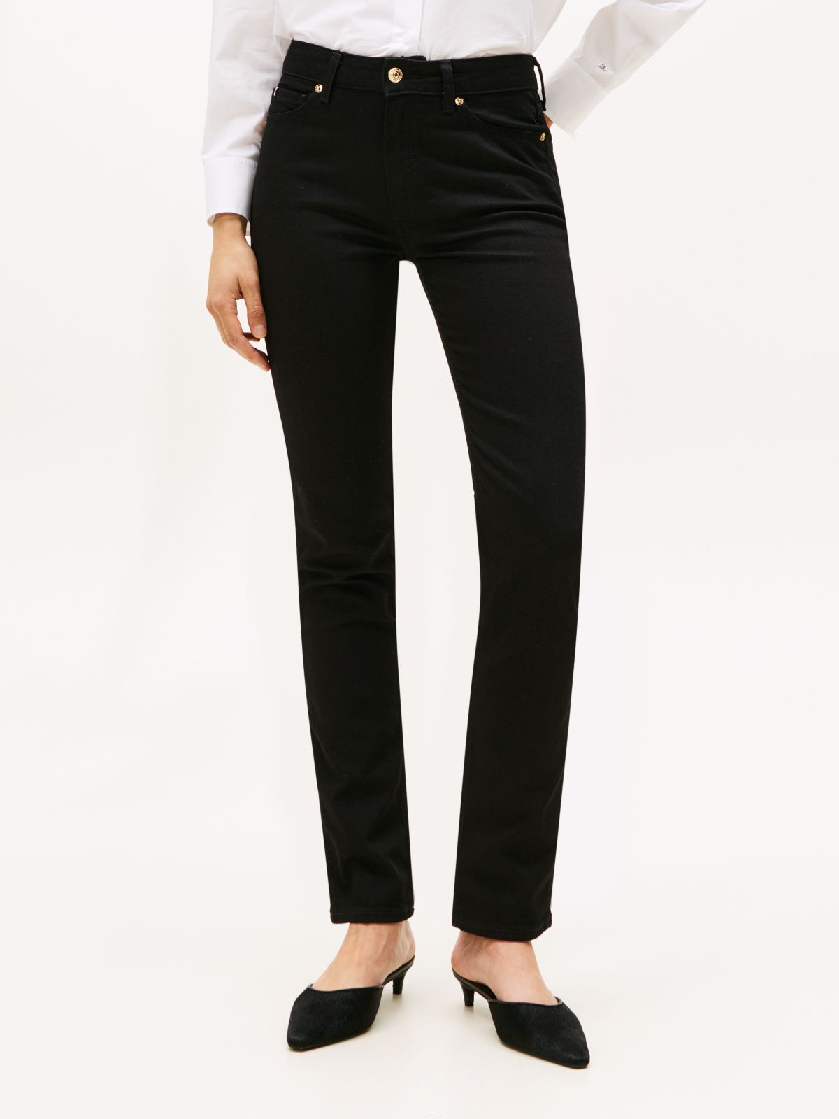 Black Mid Rise Slim Jeans — Black