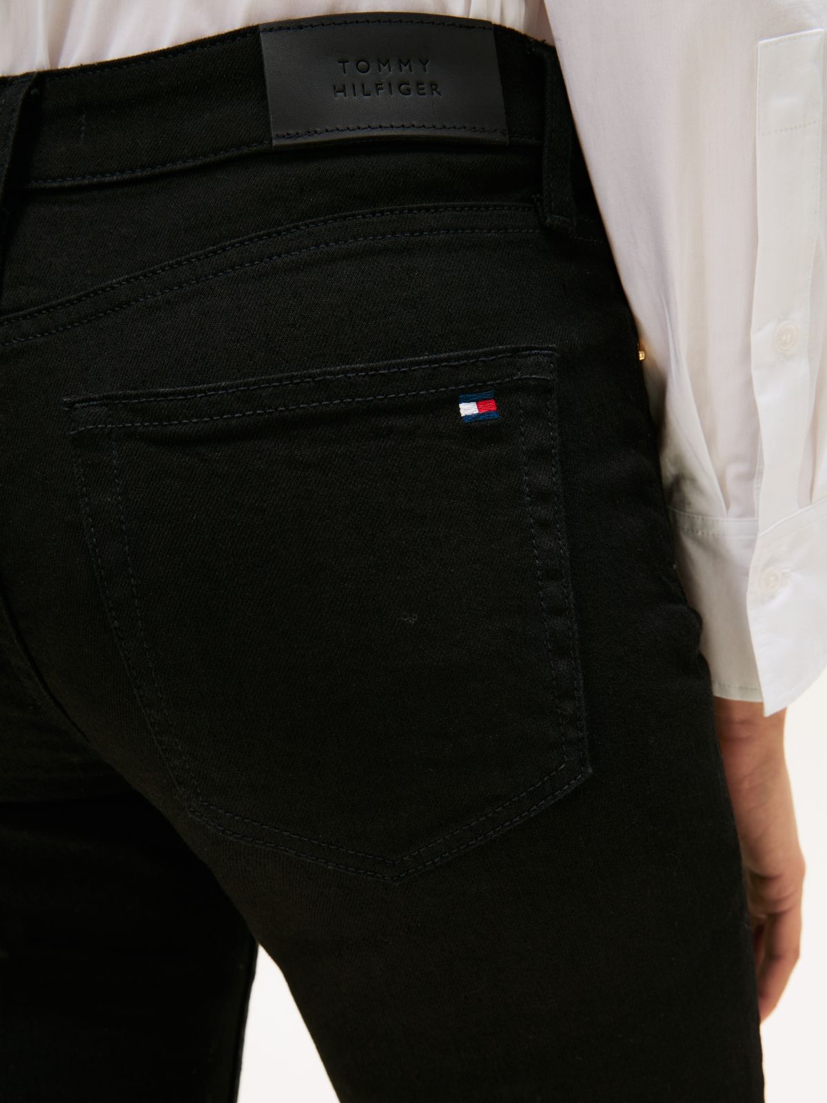 Black Mid Rise Slim Jeans — Black