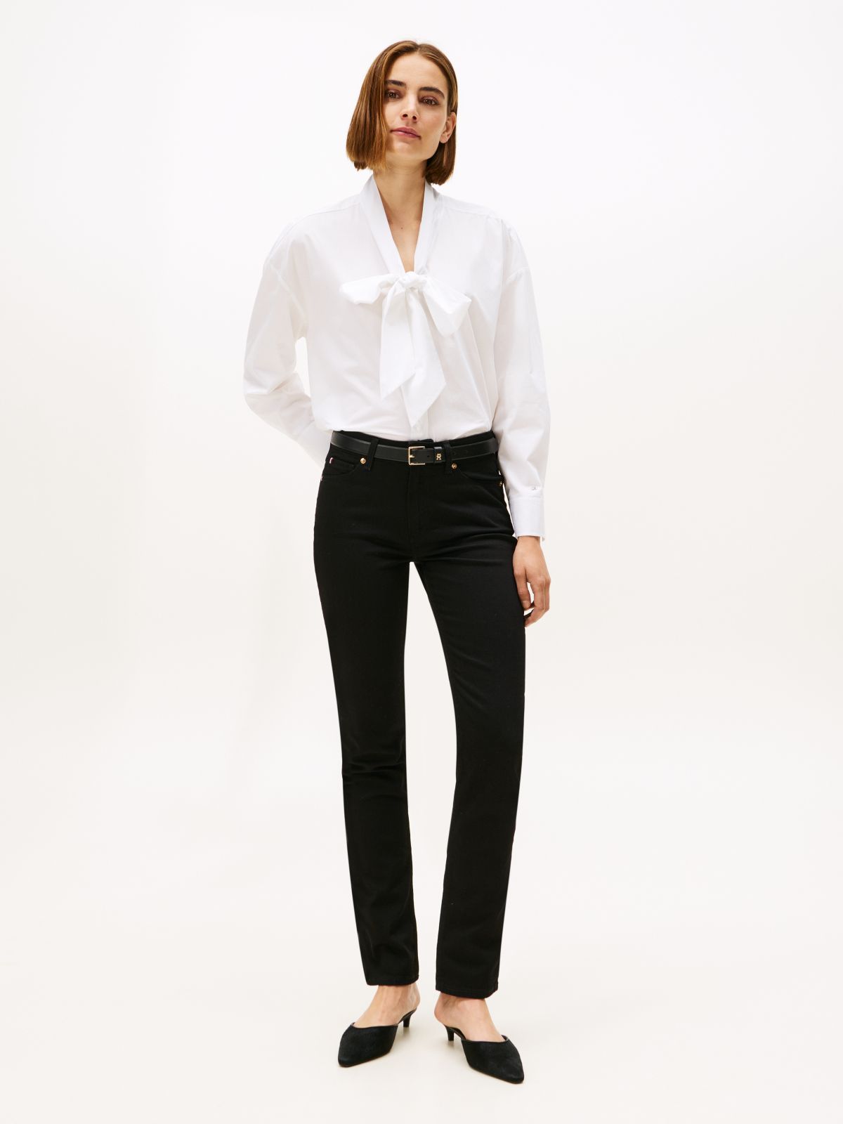 Black Mid Rise Slim Jeans — Black