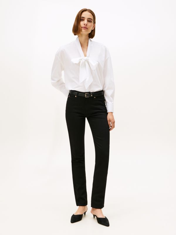 Black Mid Rise Slim Jeans — Black
