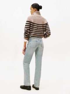 Faded High Rise Straight Leg Jeans — Blue 4