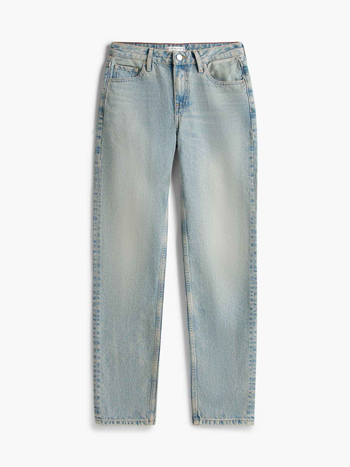 Faded High Rise Straight Leg Jeans — Blue