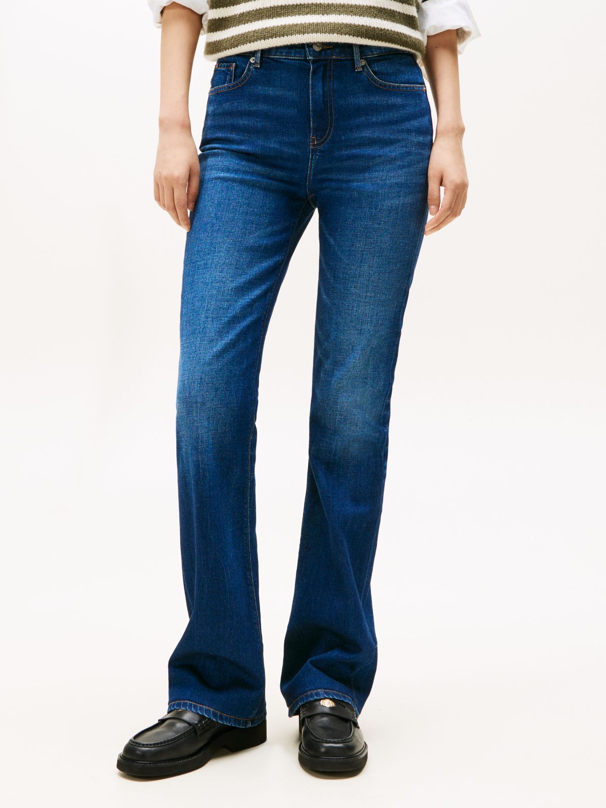 Faded Mid Rise Bootcut Jeans — Blue