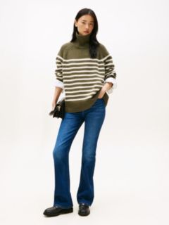 Faded Mid Rise Bootcut Jeans — Blue 1