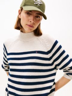 Stripe Mock Neck Relaxed Jumper — Multi 2