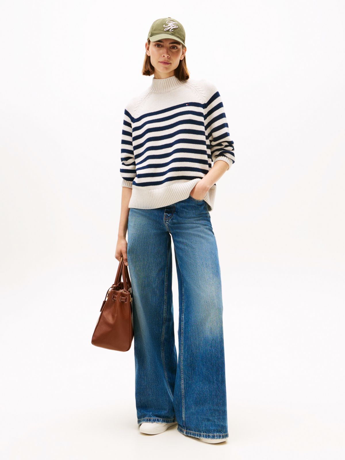 Stripe Mock Neck Relaxed Jumper — Multi