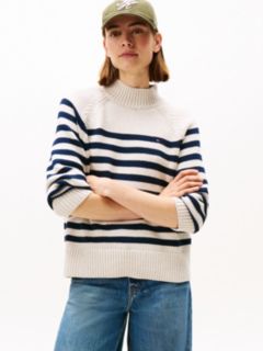 Stripe Mock Neck Relaxed Jumper — Multi 1