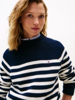 Stripe Mock Neck Relaxed Jumper — Multi 2