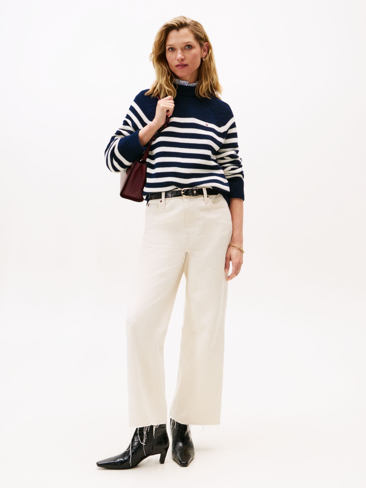 Stripe Mock Neck Relaxed Jumper — Multi
