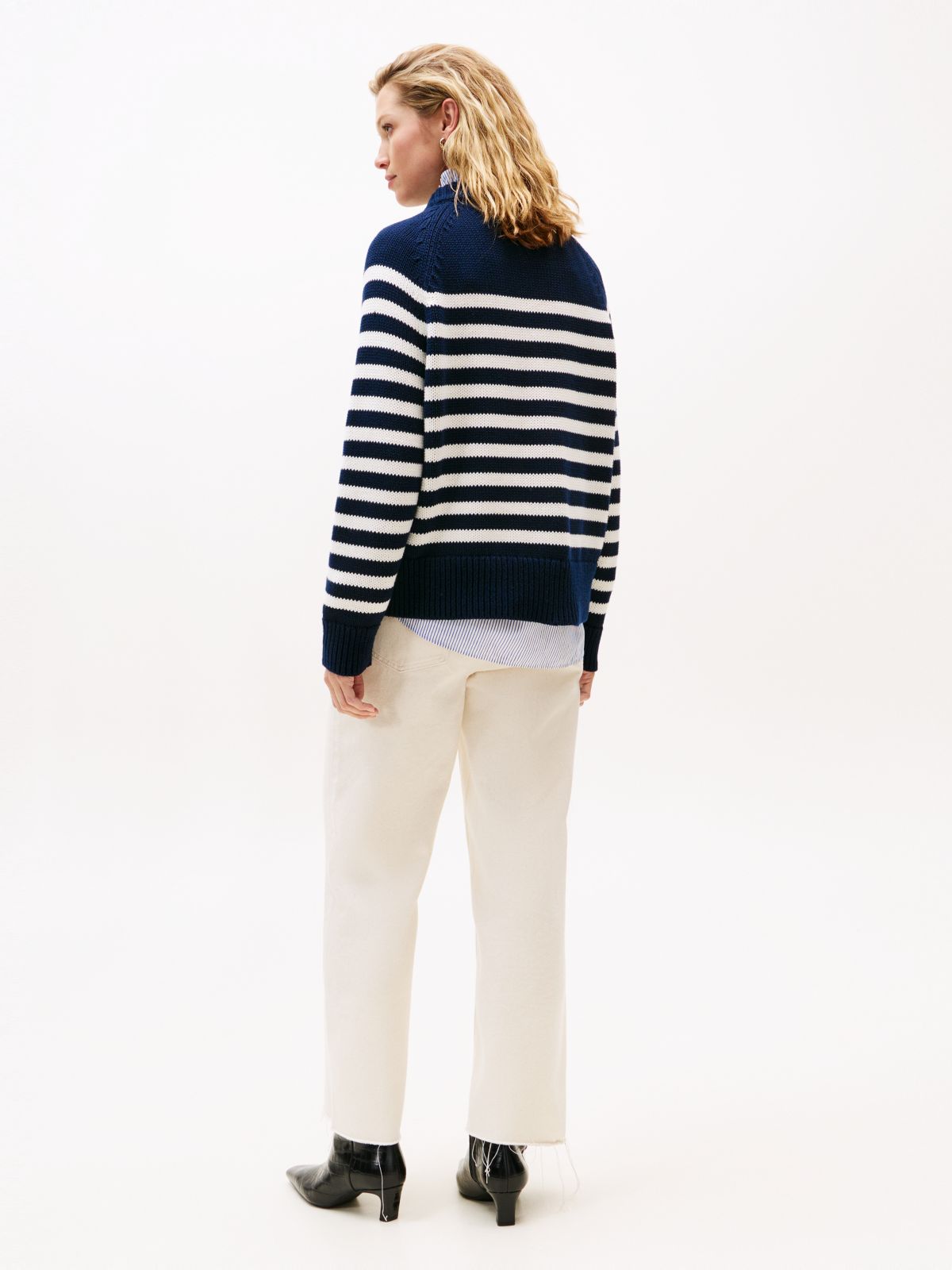 Stripe Mock Neck Relaxed Jumper — Multi