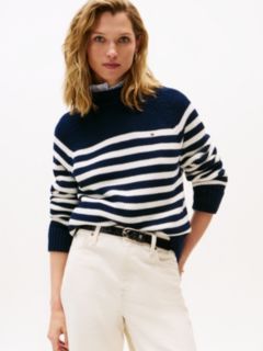Stripe Mock Neck Relaxed Jumper — Multi 1