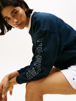 blue hilfiger sailing relaxed drawstring sweatshirt for women tommy hilfiger