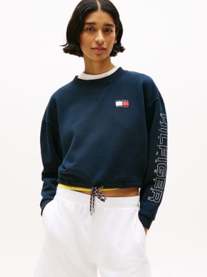 blue hilfiger sailing relaxed drawstring sweatshirt for women tommy hilfiger