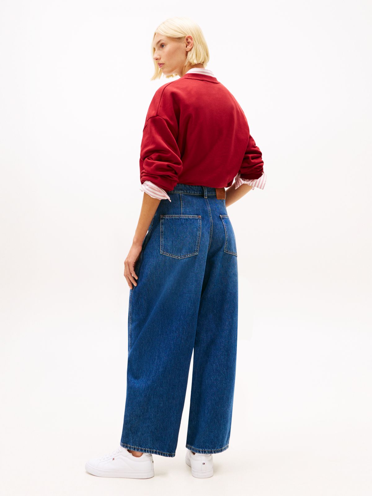 High Rise Balloon Leg Loose Jeans — Blue