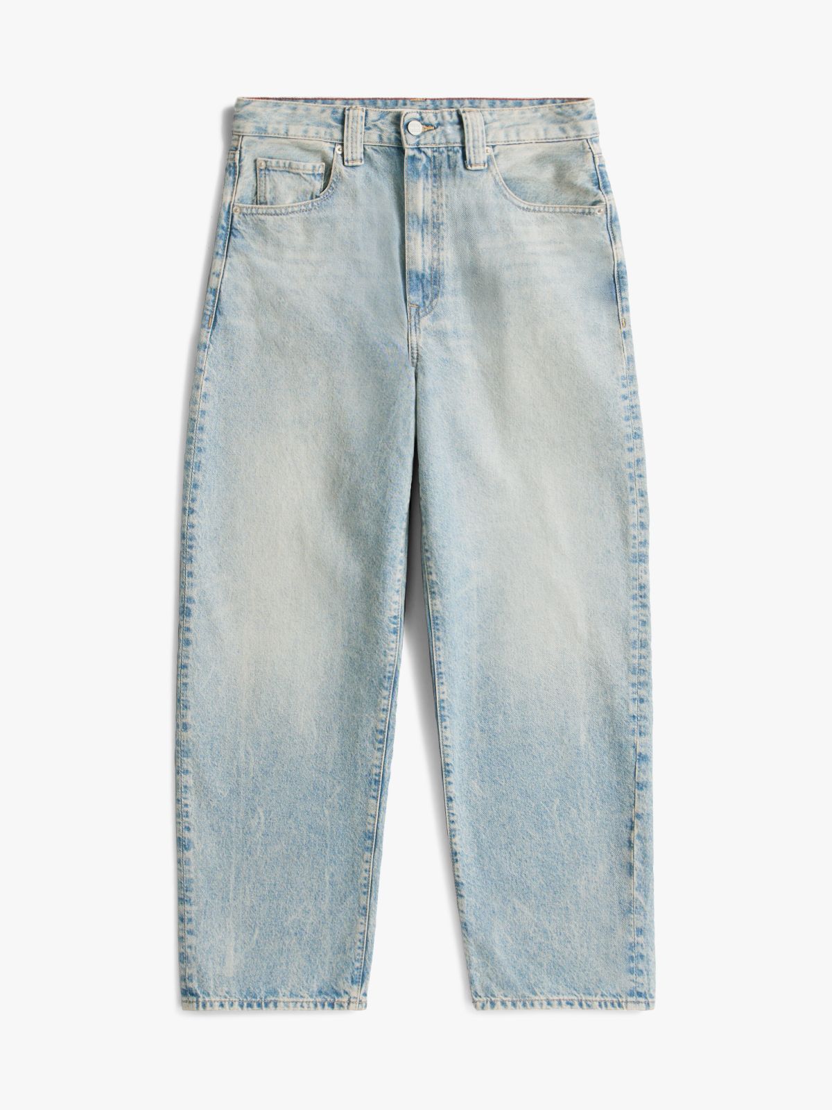 Mid Rise Relaxed Barrel Leg Jeans — Blue