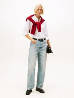 Mid Rise Relaxed Barrel Leg Jeans — Blue 1
