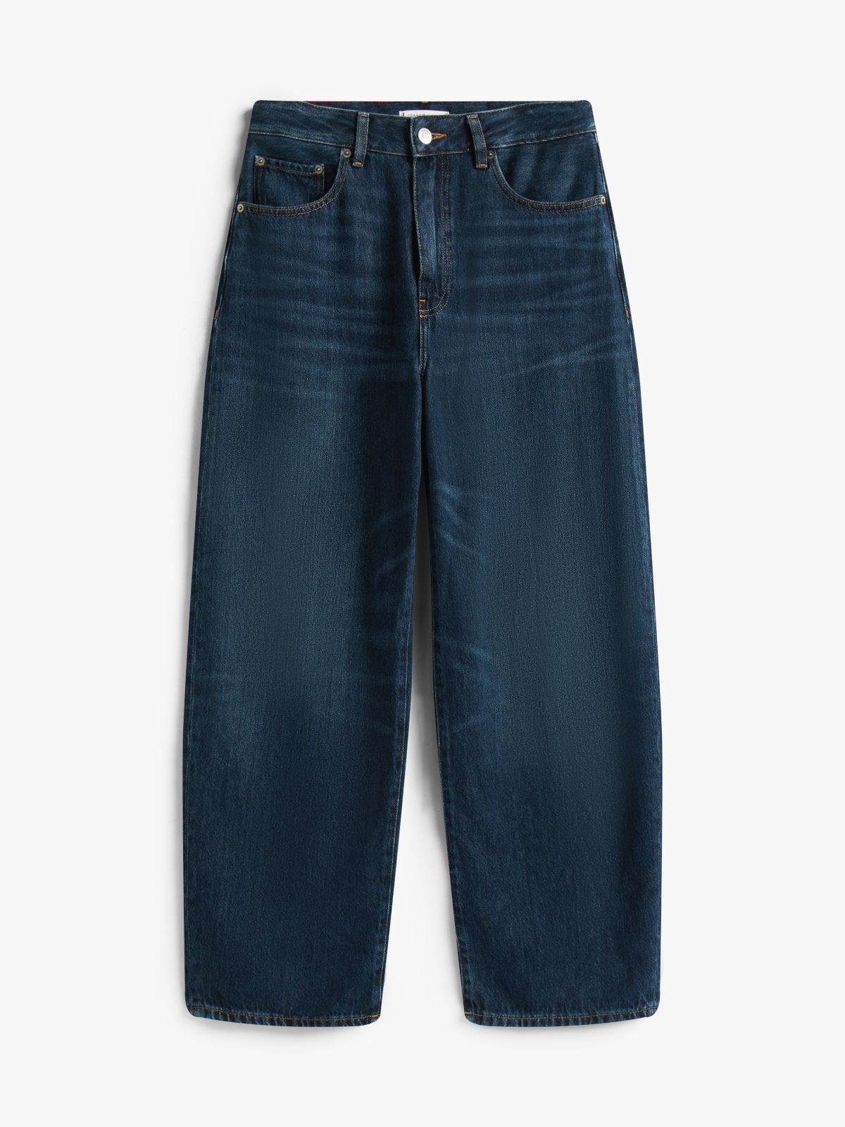 Mid Rise Relaxed Barrel Leg Jeans — Blue