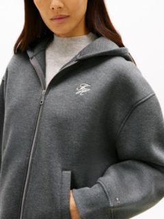 Logo Embroidery Zip-Thru Hoody — Grey 2