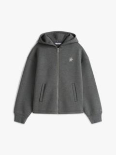 Logo Embroidery Zip-Thru Hoody — Grey 5