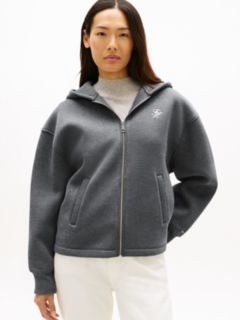 Logo Embroidery Zip-Thru Hoody — Grey 1