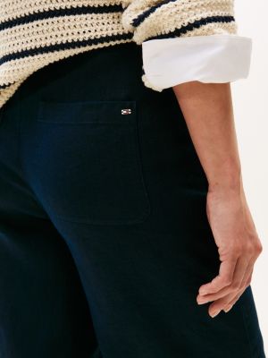 shorts formali in misto lino blu da donne tommy hilfiger