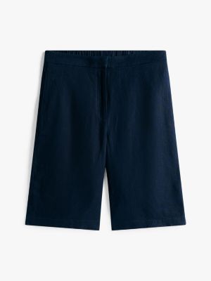 shorts formali in misto lino blu da donne tommy hilfiger