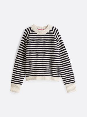 pullover oversize in lana a righe blu da donne tommy hilfiger