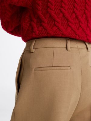 pantaloni relaxed fit in misto lana beige da donne tommy hilfiger