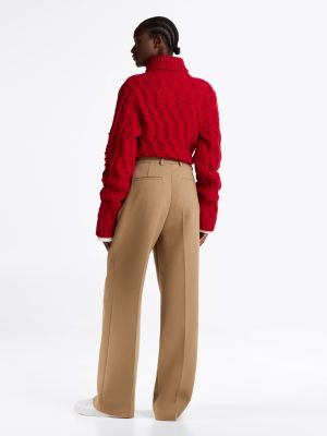 pantaloni relaxed fit in misto lana beige da donne tommy hilfiger