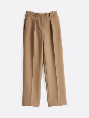 pantaloni relaxed fit in misto lana beige da donne tommy hilfiger