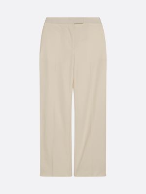 pantaloni relaxed fit dritti in misto lana bianco da donne tommy hilfiger