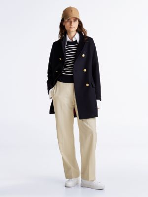 pantaloni relaxed fit dritti in misto lana bianco da donne tommy hilfiger