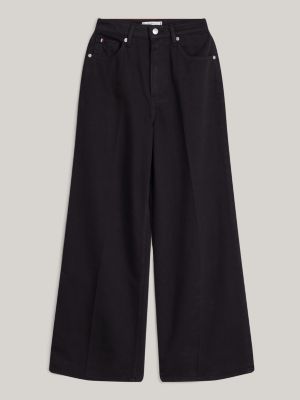 denim black high rise wide leg jeans for women tommy hilfiger