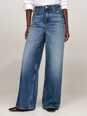 vaqueros de talle alto y pernera ancha denim de mujeres tommy hilfiger