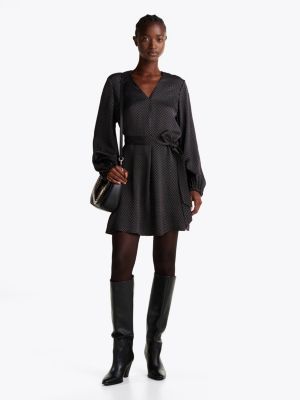 black belted long sleeve mini dress for women tommy hilfiger