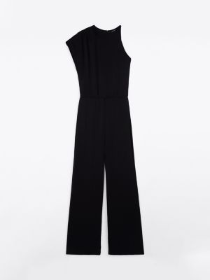 black satin wide leg jumpsuit for women tommy hilfiger