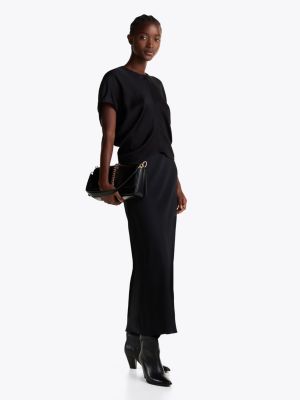 black satin grown-on sleeves top for women tommy hilfiger