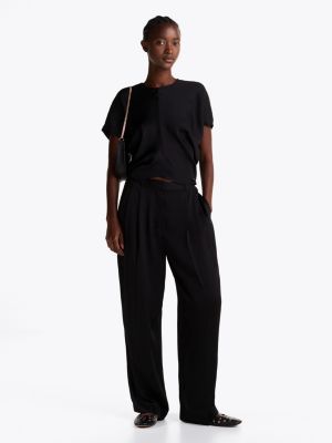 black metal flag wide leg trousers for women tommy hilfiger